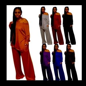 Women's Off-Shoulder Red casual pant set